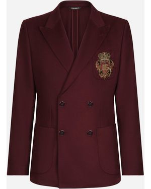 Dolce & Gabbana Zweireihige Jacke Wolle Und Kaschmir Dg-Patch - Lila