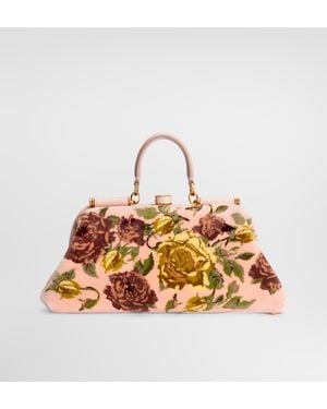 Dolce & Gabbana Handtasche Grandma Mittelgroß Mit Samtstich-Stickerei - Mettallic