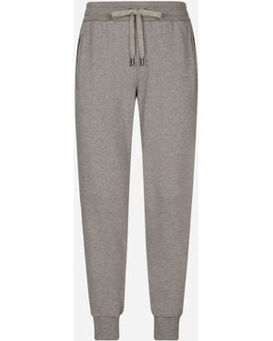 Dolce & Gabbana Jogginghose Aus Jersey Mit Logoplakette - Grau