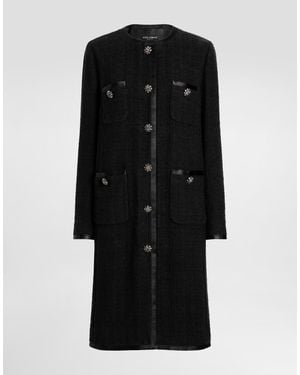 Dolce & Gabbana Einreihiger Mantel Aus Raschel-Tweed - Schwarz