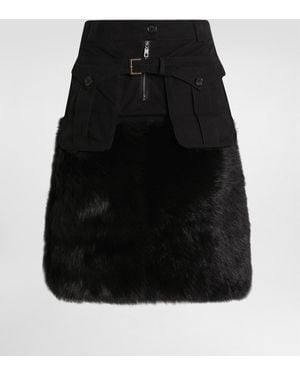 Dolce & Gabbana Midi Skirt With Fur - Schwarz