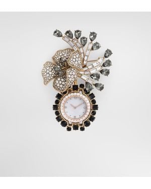Dolce & Gabbana Uhrenbrosche Mit Strass - Weiß