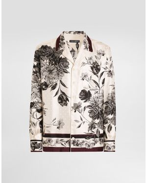 Dolce & Gabbana Flower Bouquet-Print Twill Shirt - Weiß