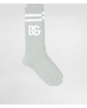 Dolce & Gabbana Socken Aus Baumwolle Mit Logo - Weiß