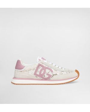 Dolce & Gabbana Sneaker Dg Cushion Aus Spitze Und Textil - Pink