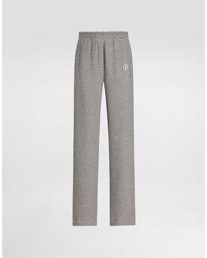 Dolce & Gabbana Fleece Trousers With Patch Embroidery - Grau