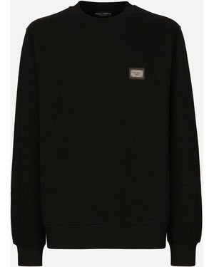 Dolce & Gabbana Jersey Sweatshirt With Branded Tag - Schwarz