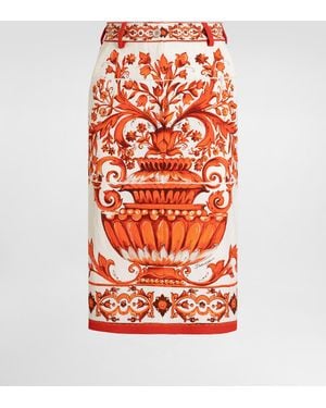Dolce & Gabbana Midirock Aus Brokat Mit Majolika-Print - Orange