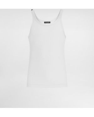 Dolce & Gabbana Ribbed Cotton Tank Top - Weiß