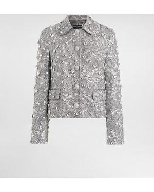 Dolce & Gabbana Single-Breasted Embroidered Jacket With Stones - Grau