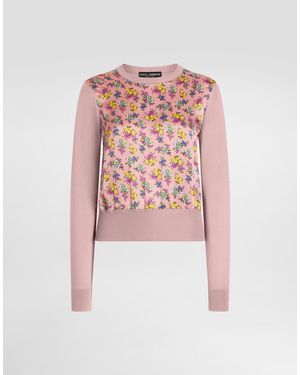 Dolce & Gabbana Small Floral-Print Silk Satin Pullover - Pink