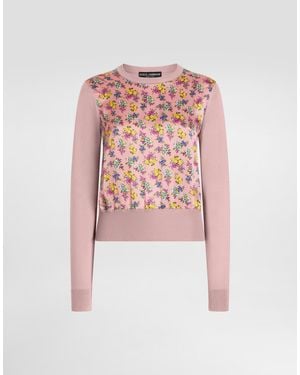 Dolce & Gabbana Small Floral-Print Silk Satin Pullover - Pink