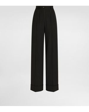 Dolce & Gabbana Pinstripe Bi-Stretch Wool Trousers - Schwarz
