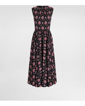 Dolce & Gabbana Kleid Aus Charmeuse Mit Einem Print Mit Kleinen Blumensträußen - Weiß