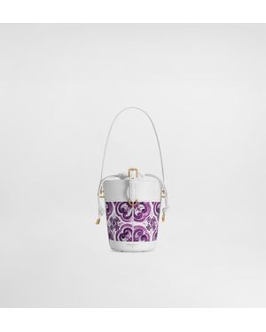 Dolce & Gabbana Capri Canvas Majolica-Printed Bucket Bag - Weiß