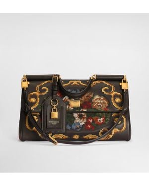 Dolce & Gabbana Handtasche My Sicily Medium Mit Petit-Point-Stickerei - Mehrfarbig