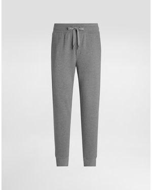 Dolce & Gabbana Jogginghose Aus Stretchjersey Mit Plakette - Grau