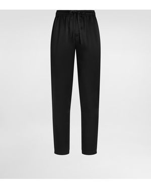 Dolce & Gabbana Pyjamahose Aus Seide Logostickerei - Schwarz