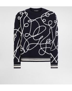 Dolce & Gabbana Pullover Aus Schurwolle Mit Stickerei - Blau