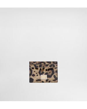 Dolce & Gabbana Kartenetui Aus Glänzendem Kalbsleder Mit Leopardenmuster-Aufdruck - Weiß