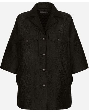 Dolce & Gabbana Short Floral Jacquard Cape - Schwarz