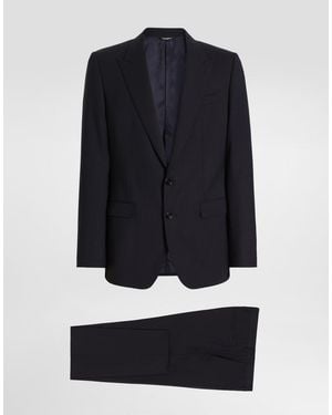 Dolce & Gabbana Einreihiger Martini Light Anzug Aus Wollgabardine - Blau