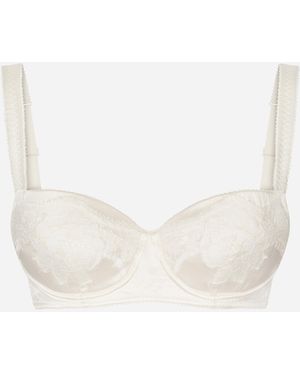 Dolce & Gabbana Gepolsterter Balconette-Bh Aus Satin Mit Spitzendetails - Weiß