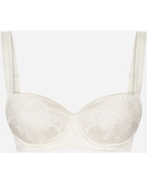 Dolce & Gabbana Gepolsterter Balconette-Bh Aus Satin Mit Spitzendetails - Weiß