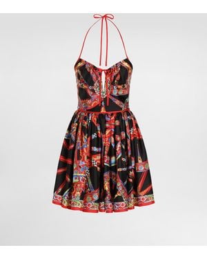 Dolce & Gabbana Kleid Aus Seidentwill Mit Carretto-Print - Rot