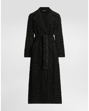 Dolce & Gabbana Tweedmantel Mit Mikropaillettenstickerei - Schwarz