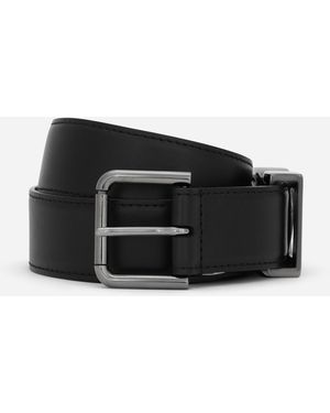 Dolce & Gabbana Calfskin Belt With Dg Logo - Schwarz