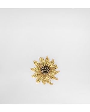 Dolce & Gabbana Sartoria Floral Brooch With Rhinestones - Mettallic