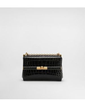 Dolce & Gabbana Mini City Bag Marlene Aus Glänzendem Alligatorleder - Weiß