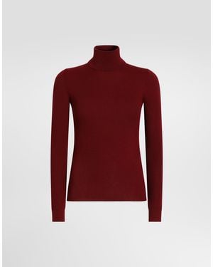 Dolce & Gabbana Rollkragenpullover Aus Geripptem Kaschmir - Rot
