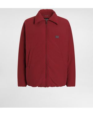 Dolce & Gabbana Wattierte Jacke Aus Technischem Gewebe Mit Plakette - Rot