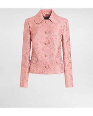 Dolce & Gabbana Single-Breasted Floral Quilted Jacquard Gabbana Jacket - Pink
