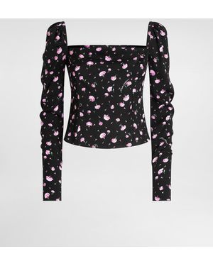 Dolce & Gabbana Top Aus Seide Mit Nelken-Print - Schwarz