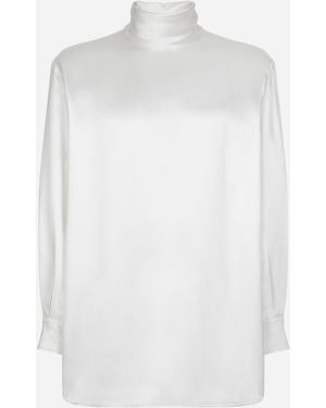 Dolce & Gabbana Weiter Rollkragenpullover Aus Seide Mit Manschetten - Weiß