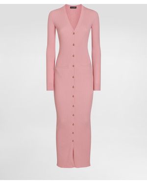 Dolce & Gabbana Long Ribbed Wool Cardigan - Pink