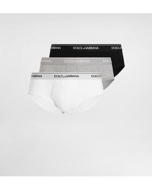 Dolce & Gabbana 3Er-Pack Slip Brando Regular Aus Stretchjersey - Schwarz