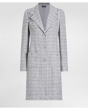 Dolce & Gabbana Einreihiger Mantel Aus Lamé-Bouclé-Tweed - Grau