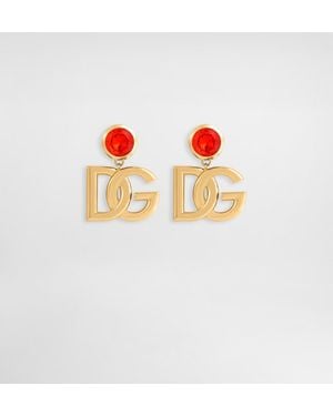 Dolce & Gabbana Clip-Ohrringe Mit Logo - Orange