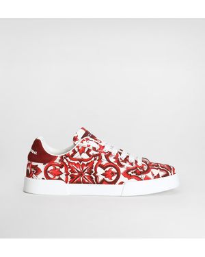 Dolce & Gabbana Sneaker Portofino Aus Canvas Mit Majolika-Print - Rot