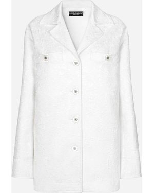 Dolce & Gabbana Einreihiger Kurzmantel Aus Brokat - Weiß