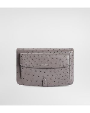 Dolce & Gabbana Clutch Aus Straußenleder - Grau