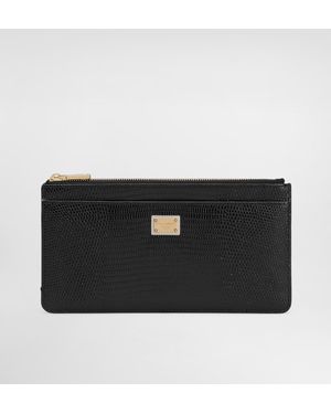 Dolce & Gabbana Kartenetui Aus Leder Mit Leguanprägung - Schwarz