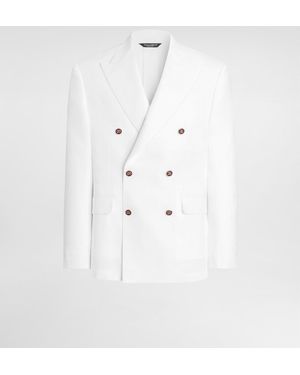Dolce & Gabbana Jacke Sicilia Light Aus Leinen Mit Doppelreiher - Weiß
