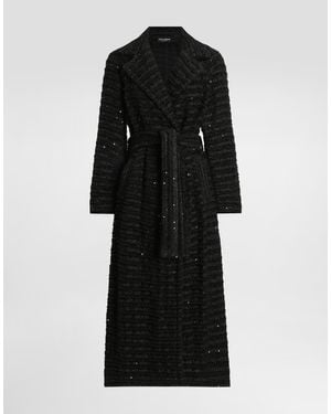 Dolce & Gabbana Tweedmantel Mit Mikropaillettenstickerei - Schwarz