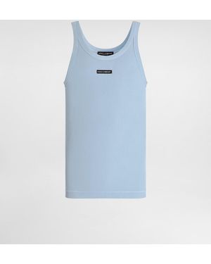 Dolce & Gabbana Cotton Tank Top With Print - Blau