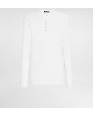 Dolce & Gabbana Serafino-Shirt Aus Gerippter Baumwolle - Weiß